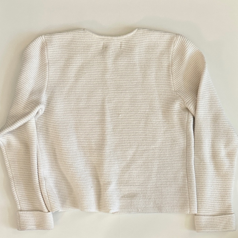 ELLE Cream Textured Open-Front Ribbed Cardigan - Picture 4 of 4